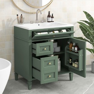 NicBex Bathroom Vanity with Sink/without Sink,Modern Bathroom Sink Vanity with 2 Drawers,30 inch Bathroom Sink Cabinet,Gray/Green/Blue/Black - 1 of 4