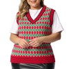 Agnes Orinda Women's Plus Size Argyle V Neck Knit Sleeveless Sweaters - 2 of 4