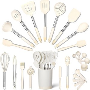 BRINJOY 26-Piece Kitchen Utensil Set - Heat Resistant Silicone Cooking Utensils with Stainless Steel Handles & Hooks (BPA Free) - 1 of 4