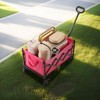 VEVOR Collapsible Wagon Carts, 120L & 225LBS Folding Wagons with All-Terrain Wheels, Heavy Duty Outdoor Utility Cart, Pink & Black - 2 of 4