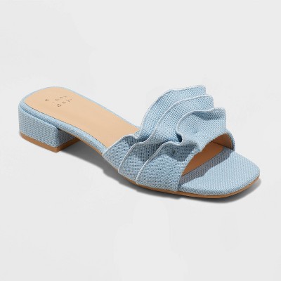 Women's Lyta Raffia Ruffle Sandals with Memory Foam Insole - A New Day™
