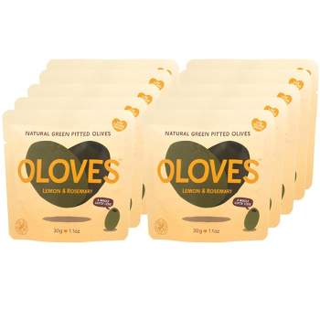 Oloves Natural Green Pitted Olives Lemon & Rosemary - Case of 10/1.1 oz