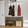 Shoe Storage Bench with Cushion, Entryway Bench with 2 Tiers Open Shoe Rack and Lift-Top Storage Box, Wooden Shoe Bench - 3 of 4