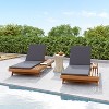 Christopher Knight Home Dara Outdoor Acacia Wood Adjustable Chaise Lounge with Cushion and Flat Storage Surface (Set of 2) - 2 of 4