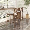 30.5" Bar Height Cane Rattan Bar Stools Set of 2 with Upholstered Seat & Footrest for Kitchen Island-Baofuwish - 2 of 4