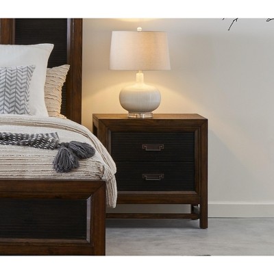 Vynxaria Two Drawer Nightstand - Rustic Elegance with No Assembly Required