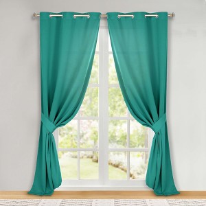 Classic Modern Solid Room Darkening Semi-Blackout Curtains, Grommets, Set of 2 by Blue Nile Mills - 1 of 4