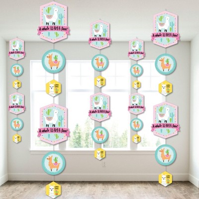 Big Dot of Happiness Whole Llama Fun - Llama Fiesta Baby Shower or Birthday Party DIY Dangler Backdrop - Hanging Vertical Decorations - 30 Pieces