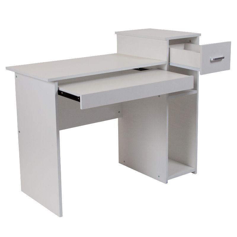 Flash Furniture Highland Park White Computer Desk with Shelves and Drawer, 5 of 12