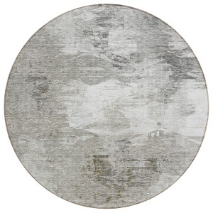 Beige Tan And Gray Abstract Washable Indoor Outdoor Area Rug - 1 of 4