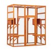 Catio Outdoor Cat Enclosure Large Cat House With 5 Perches, 2 Condos 1 Lockable Door For Multiple Cats Pets Big Walk-in Entrance Fully Covered Roof - 4 of 4