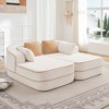 Aukfa 77" Oversized 2-Seats Fluffy Comfy Couch Teddy Fabric Modular Sofa with 2 Chaises for Living Room,Sleeper sofa,White - 3 of 4
