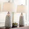 360 Lighting Carlton Modern Table Lamps 28 1/4" Tall Set of 2 Gray Wash Off White Fabric Drum Shade for Bedroom Living Room Bedside Nightstand Office - 2 of 4