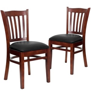 Emma and Oliver 2 Pack Vertical Slat Back Wooden Restaurant Chair - 1 of 4