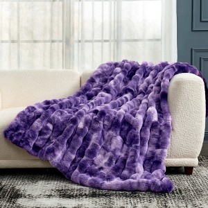 Cozy Bliss Faux Fur Throw Blankets, Plush Fuzzy Soft Thick Bubble Blanket for Sofa, Bedroom, Living Room - 1 of 4