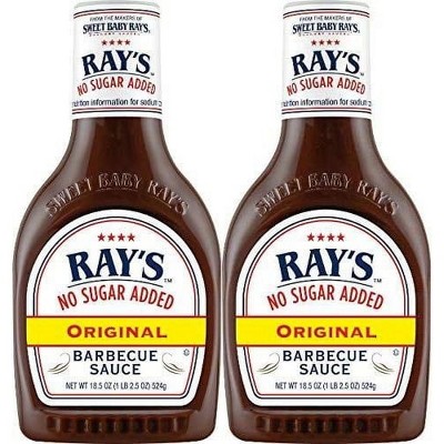 Sweet Baby Rays No Sugar Added Original Barbecue Sauce 18.5oz Pack of 2