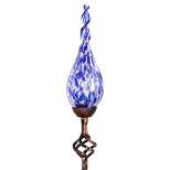 36" Pearlized Glass Solar Flame Stake Blue - Exhart