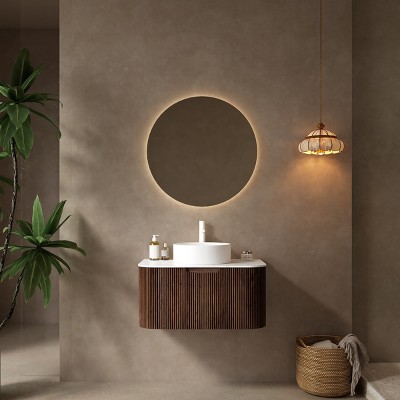 Wall Cabinet,Round Ceramic Basin Bathroom Storage Cabinet Without Faucet,Bathroom Wall-Mounted Cabinet With Drawer-Cuddlewood
