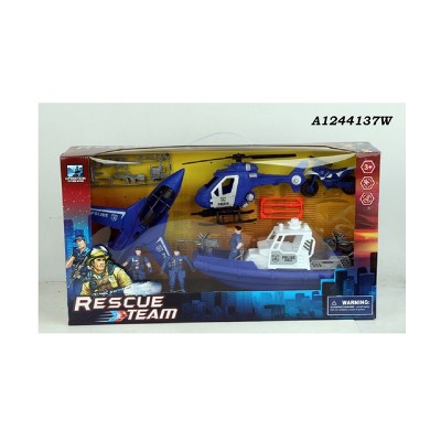 Northlight 23.5" Blue and White Police Rescue Team Playset Children's Toy