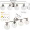 POWLIG 29.53-in 4-Light Nickel Modern Dimmable Bathroom Transitional Vanity Light with Transparent Glass Shade - 3 of 4