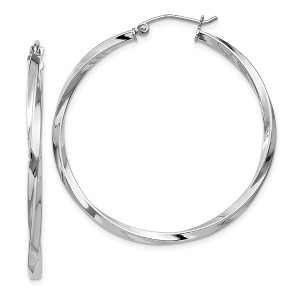 Black Bow Jewelry 2.5mm Sterling Silver, Twisted Round Hoop Earrings, 40mm (1 1/2 In) - 1 of 4