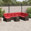 vidaXL 9 Piece Patio Sofa Set with Cushions Brown Poly Rattan - 2 of 4