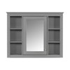 35'' x 27.5'' Medicine Cabinet, Wall Mounted Bathroom Storage Cabinet, Modern Bathroom Wall Cabinet with Mirror, with 6 Open Shelves Gray - 3 of 4