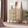 Wave Fluted 3 Drawer Dresser, 28'' Wide Chest of Drawers with Anti-Tipping Device, Tall Wood Nightstand with Storage and Metal Legs for Bedroom - 4 of 4