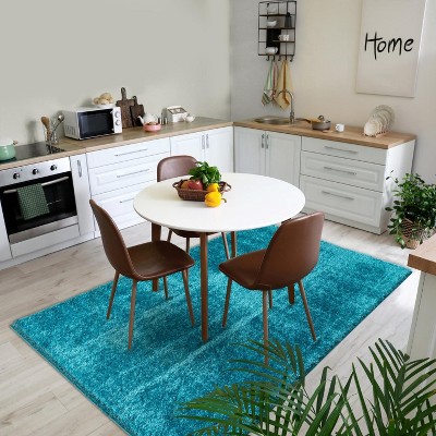 Turquoise 5' x 7' Solid Shag Stain-Resistant Area Rug