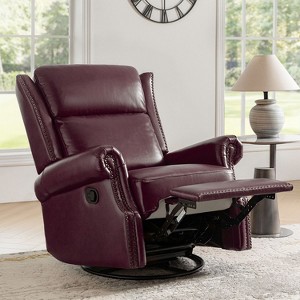 Lauren Genuine Leather Manual Swivel Glider Recliner|HULALA HOME - 1 of 4