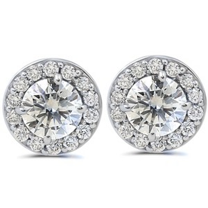 Pompeii3 3/4ct Halo Diamond Studs 14k White Gold 6.2mm wide - 1 of 4