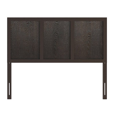 Full Dark Brown Solid Wood Panel Headboard
