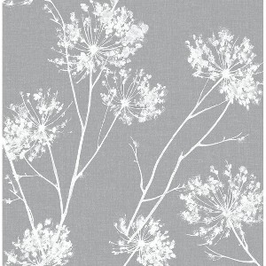 NextWall Cove Gray One of Clock Floral Peel and Stick Wallpaper - 1 of 4