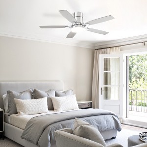 Siljoy 52" Ceiling Fans with Lights and Remote, Modern Silver Ceiling Fan with Quiet Reversible DC Motor, 6 Speeds, Dimmable, for Living Rooom - 1 of 4