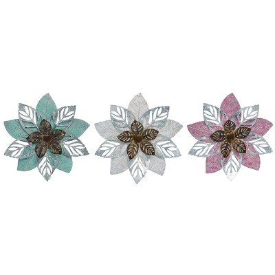 Transpac Metal Layered Flower Wall Decor Set of 3
