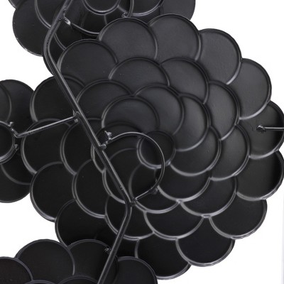 Large Black and Gray Metal Floral Wall Art Panels, Set of 2