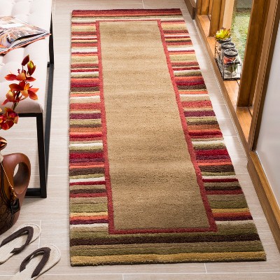 Handmade Gray Stripe Wool and Viscose Tufted Rug