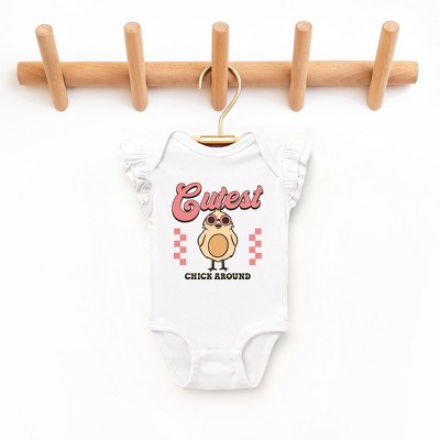 The Juniper Shop Cutest Chick Around Baby Flutter Sleeve Bodysuit