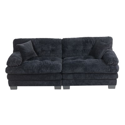 Maliang 84" L Two-seat Sectional Sofa, Modular Deep Seat Sofa, Upholstered Sofa for Small Spaces