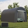 Heynemo Domed Carport with 4 Cloth Bags, Portable Garage with 2 Roll-up Doors, Heavy Duty Car Canopy Party Tent, Storage Shelter Shed - 3 of 4