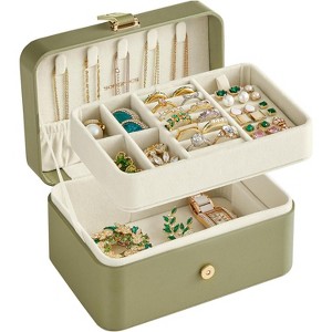 Travel Jewelry Case, 2-Layer Jewelry Holder Organizer, Portable Versatile Earring Storage - 1 of 4