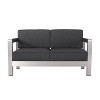 GDFStudio Alec Outdoor Modern Aluminum Loveseat with Cushions - 4 of 4