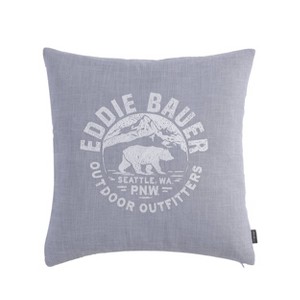 20"x20" Square Bear Outdoor Outfitters Decorative Throw Pillow Cover Gray - Eddie Bauer - 1 of 4