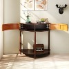 KWPZQEB Entryway Console Table - Half Moon Design, Vintage Sofa Table with 2 Storage Cabinet and Bottom Shelf for Living Room, Hallway - 4 of 4