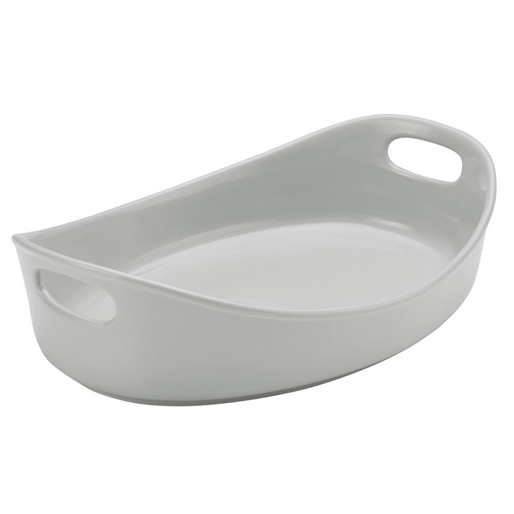 Rachael Ray 4.5qt Stoneware Bubble and Brown Oval Baker Gray: Oven-Safe Ceramic Baking Dish, Microwave & Dishwasher Safe
