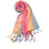 Allegra K Women's Large Tassel Wrap Scarf Wrap Multi-Color Floral Print Gradient Color Scarf - 2 of 4
