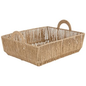 Simplify Paper Rope Vertical Weave Shelf Storage Basket Large Kennedy International: Rectangle Decorative Brown Basket - 1 of 4