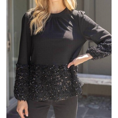 Women's Long Sleeve Mixed Sequence Top - voy