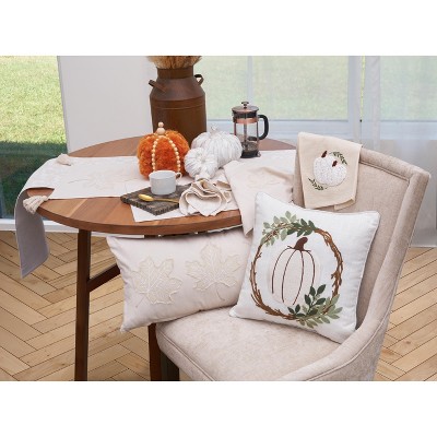 Neutral Beige Cotton Maple Leaf Embellished Placemats Set of 6
