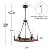 LNC Laius 6-Lights 22.8"Wagon Wheel Farmhouse Candle Chandelier,Rustic Bronze and Brown Wood Tone - 3 of 4